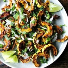 Roasted Delicata Squash with Chilies Lime Cilantro